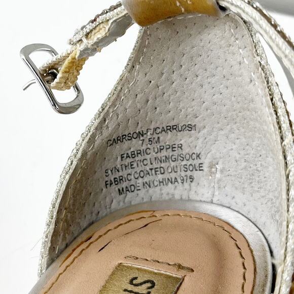 Steve Madden Carrson Rhinestone Block High Heel Sandals Silver 7.5 - Picture 8 of 9